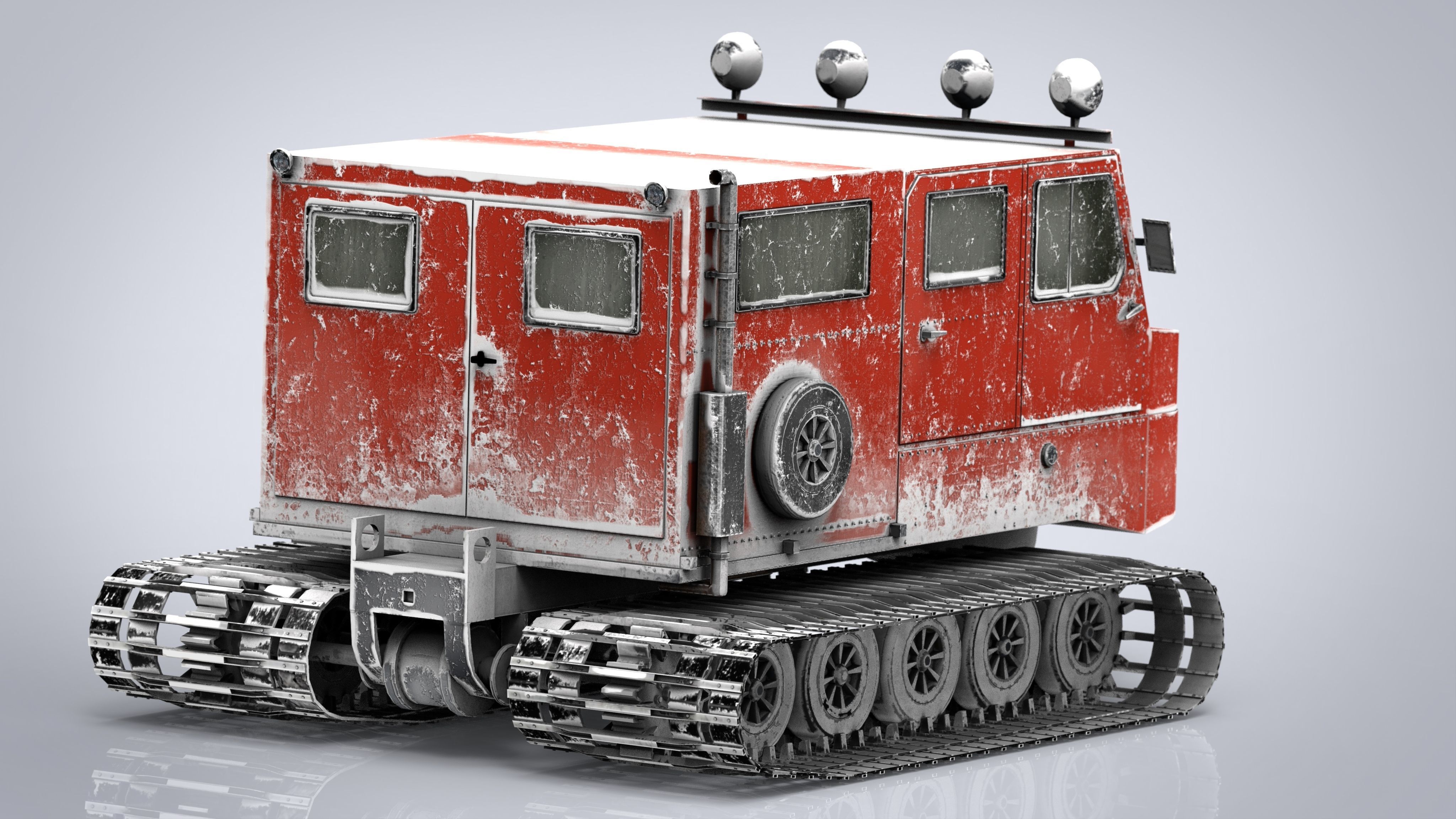 Snowcat snow vehicle 3D model_11