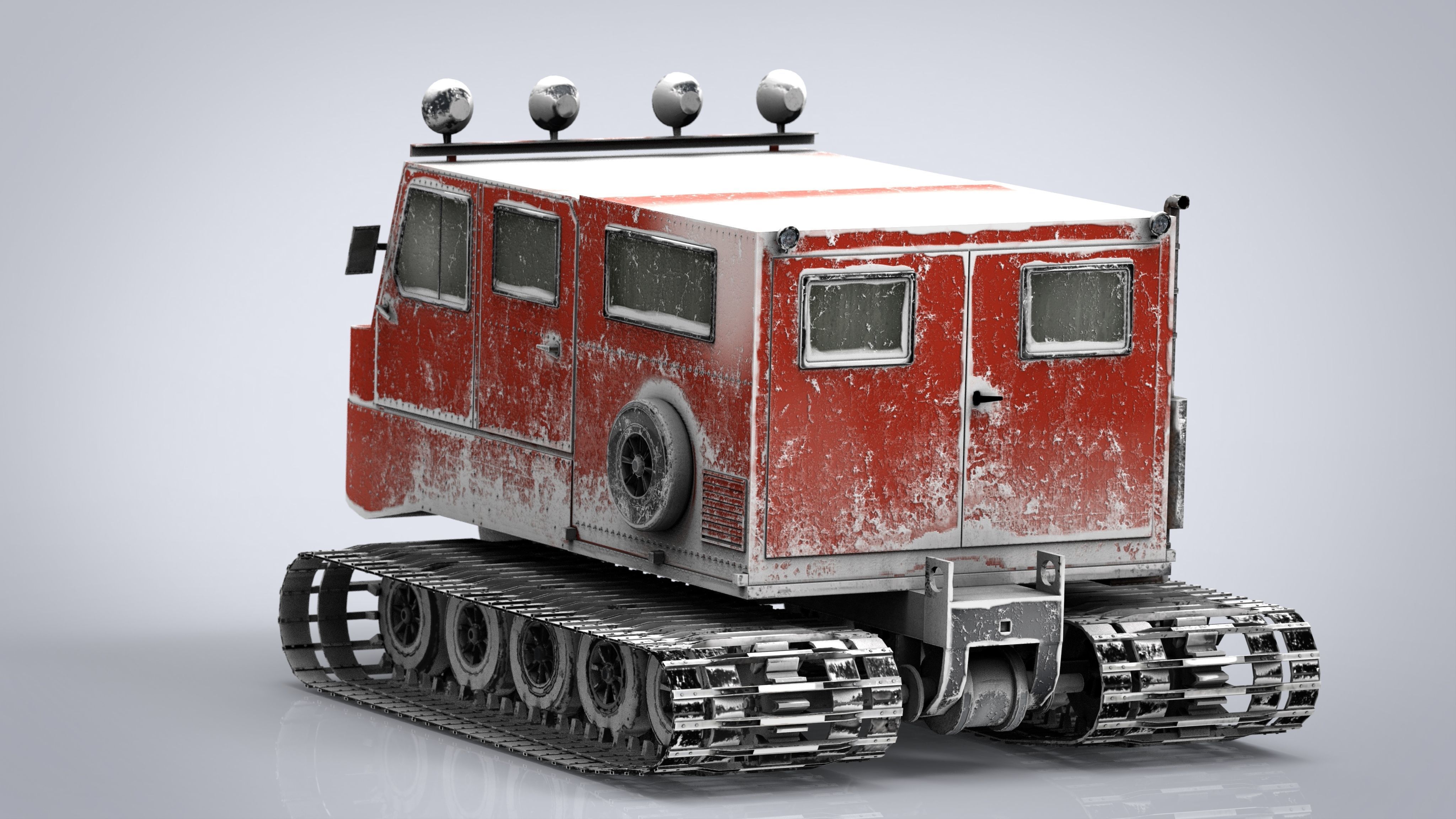 Snowcat snow vehicle 3D model_10