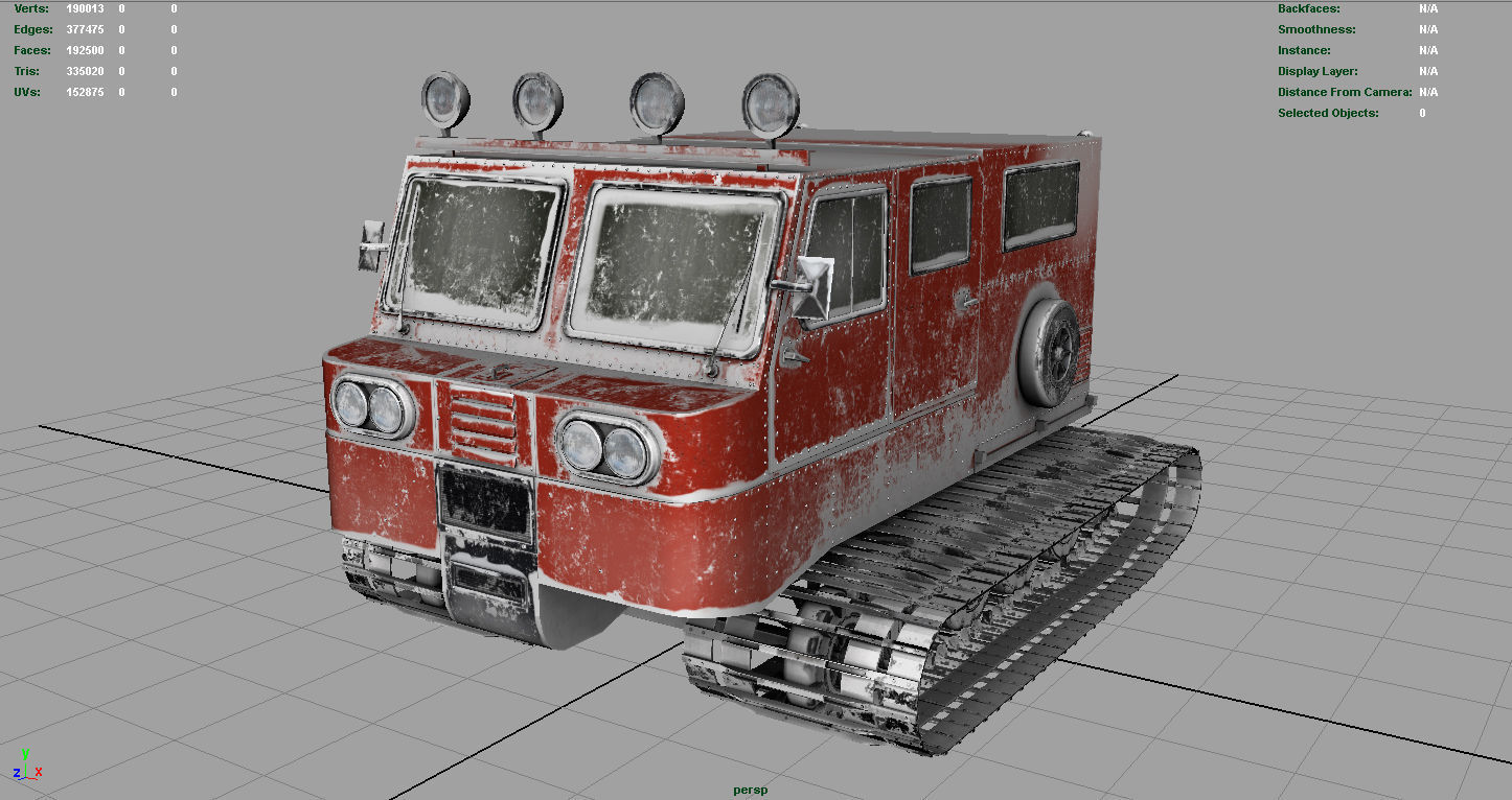 Snowcat snow vehicle 3D model_3