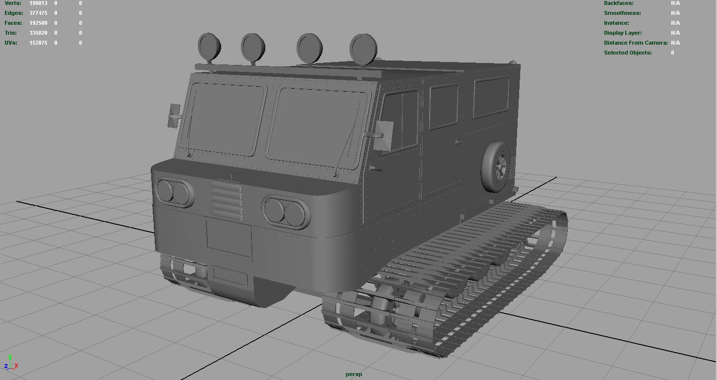 Snowcat snow vehicle 3D model_4