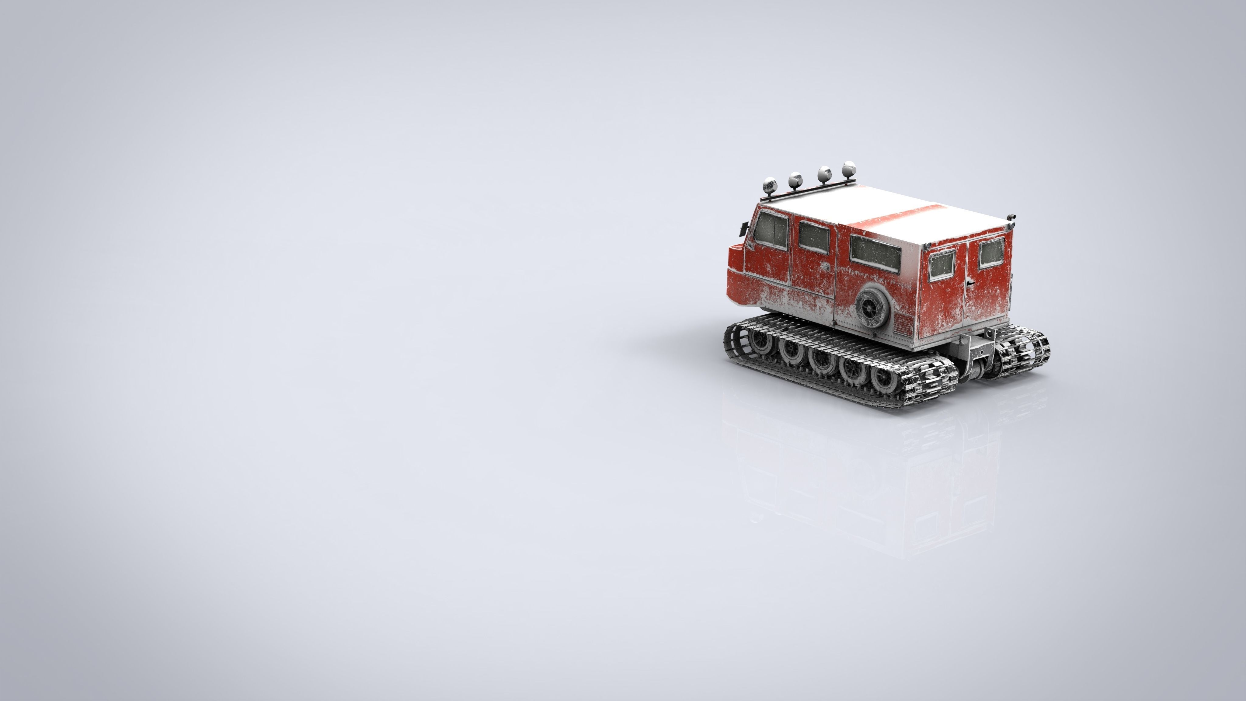 Snowcat snow vehicle 3D model_12