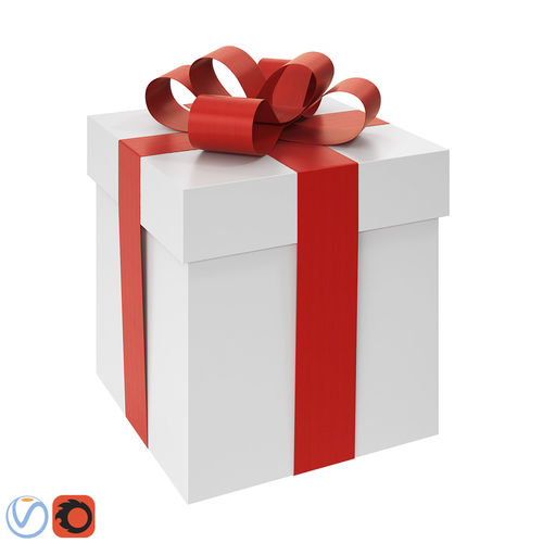Present gift box with ribbon 3D model