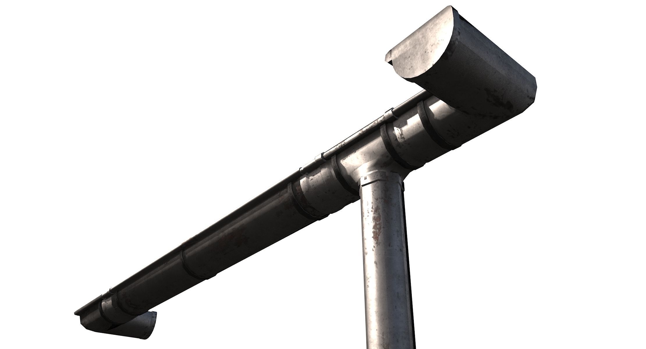 Old Aluminium Gutter System PBR Low-poly 3D model_9