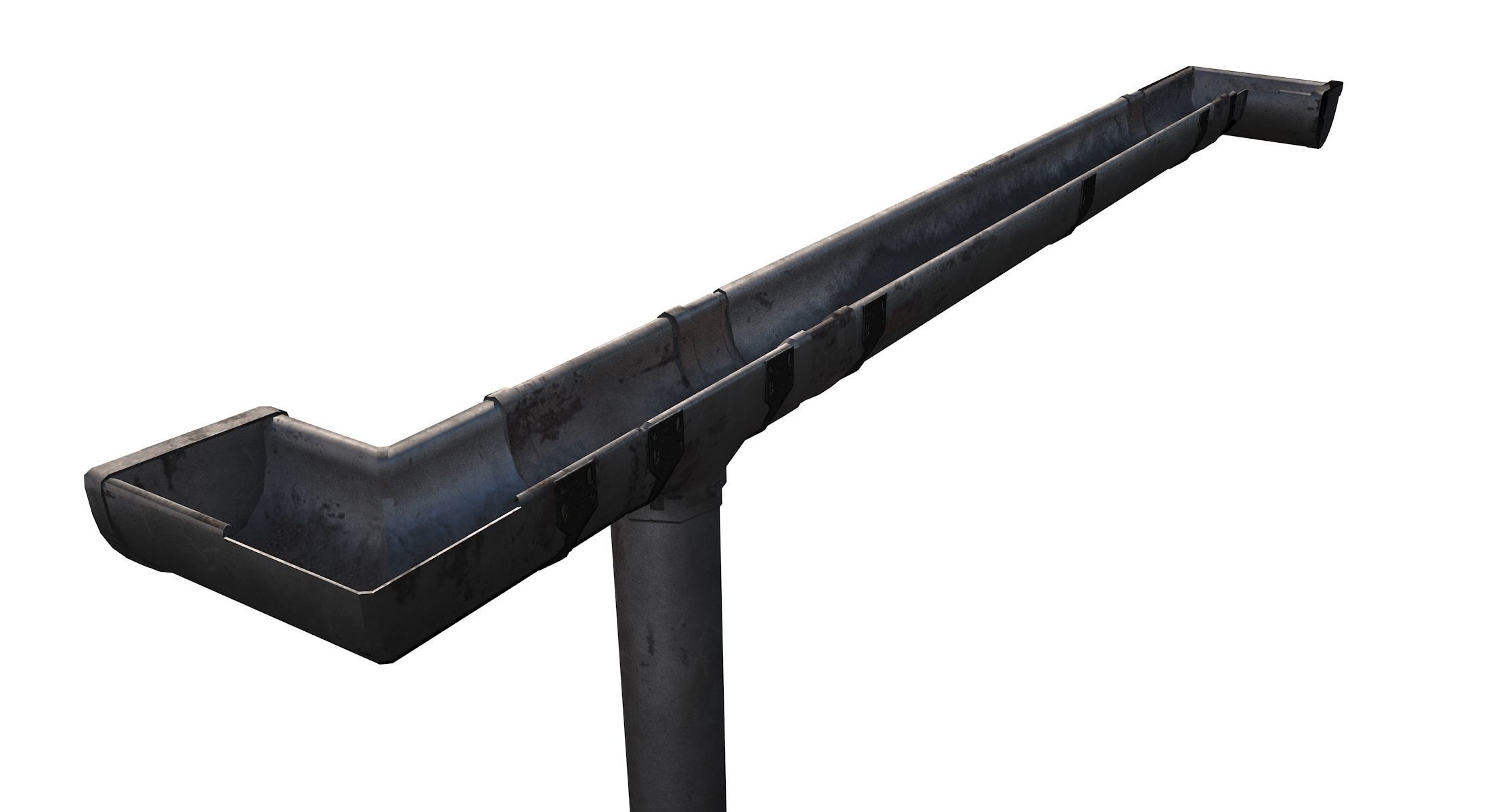 Old Aluminium Gutter System PBR Low-poly 3D model_8