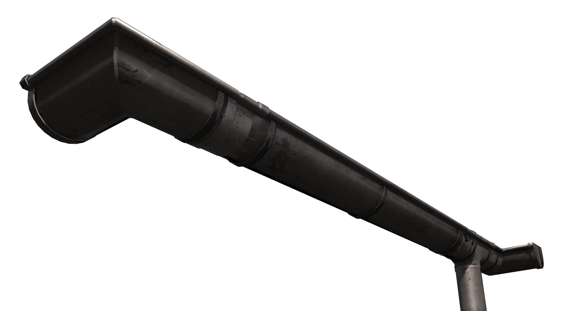 Old Aluminium Gutter System PBR Low-poly 3D model_7