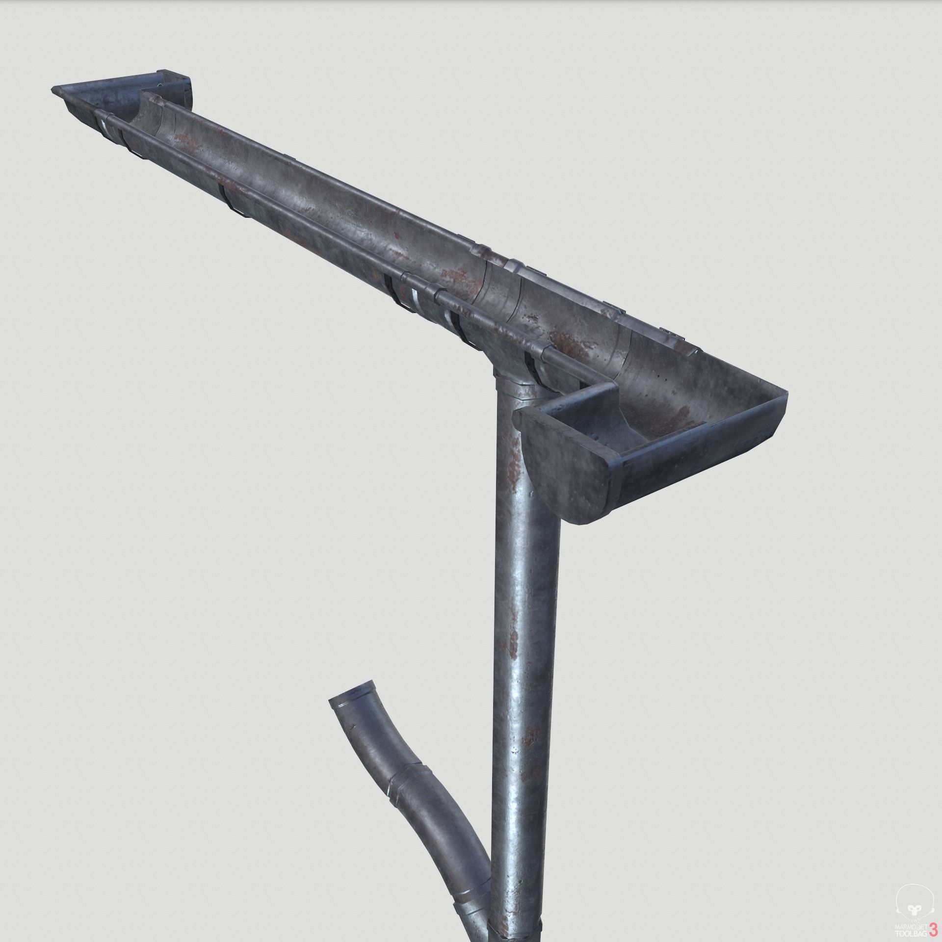 Old Aluminium Gutter System PBR Low-poly 3D model_15