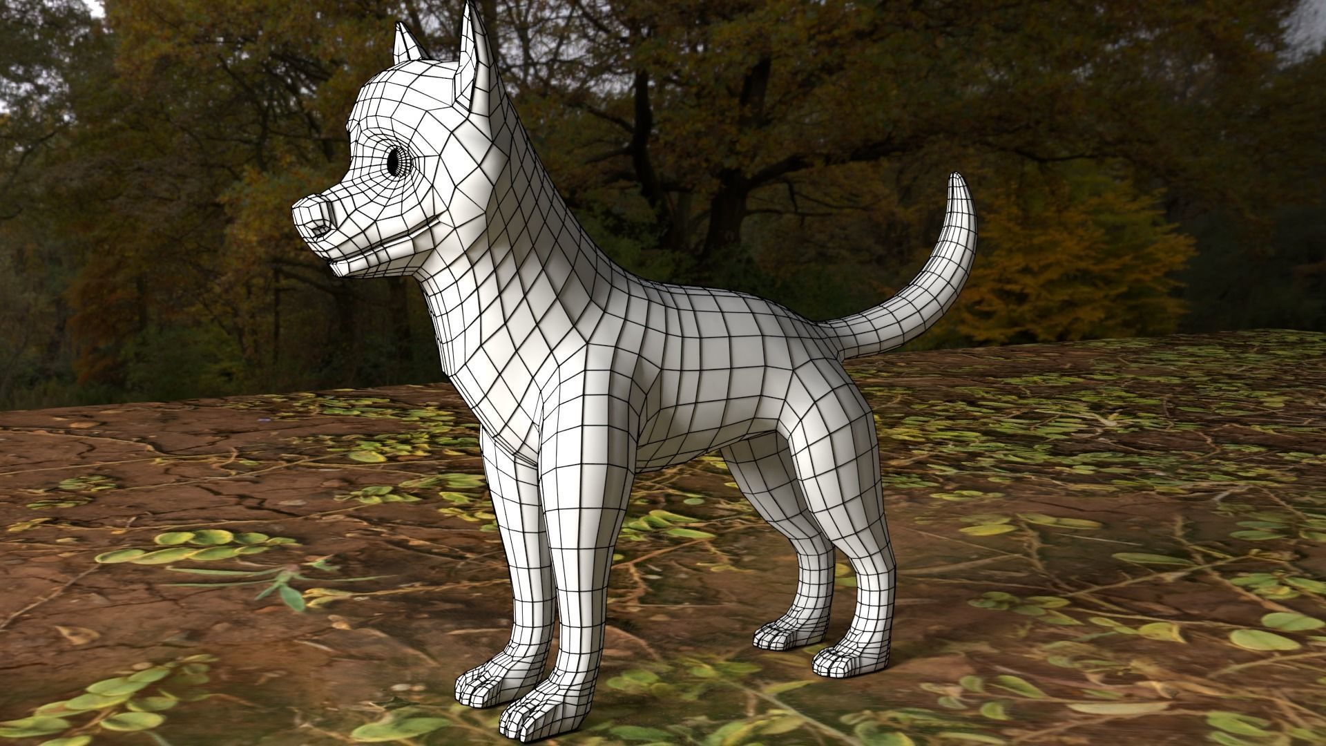 Huskey puppey  Low-poly 3D model_5