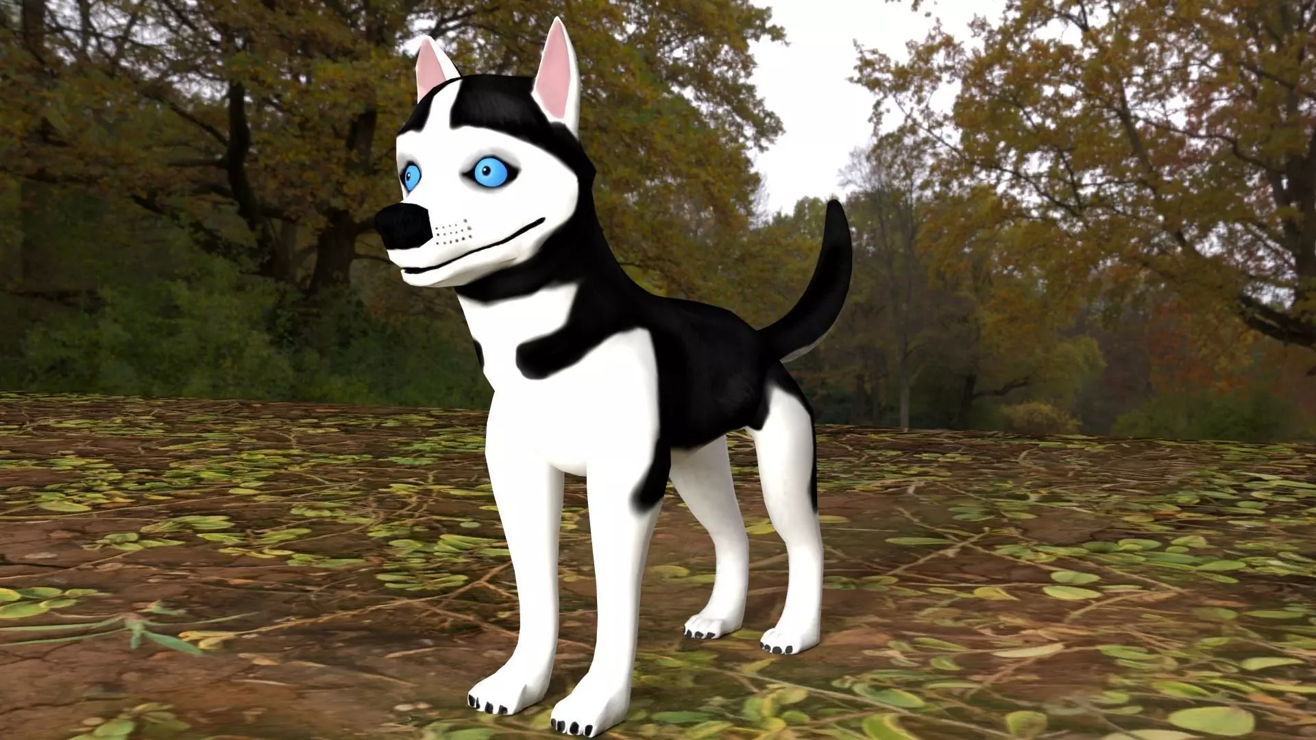 Huskey puppey  Low-poly 3D model_0