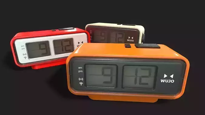 Retro Digital Flip Clock Low-poly 3D model