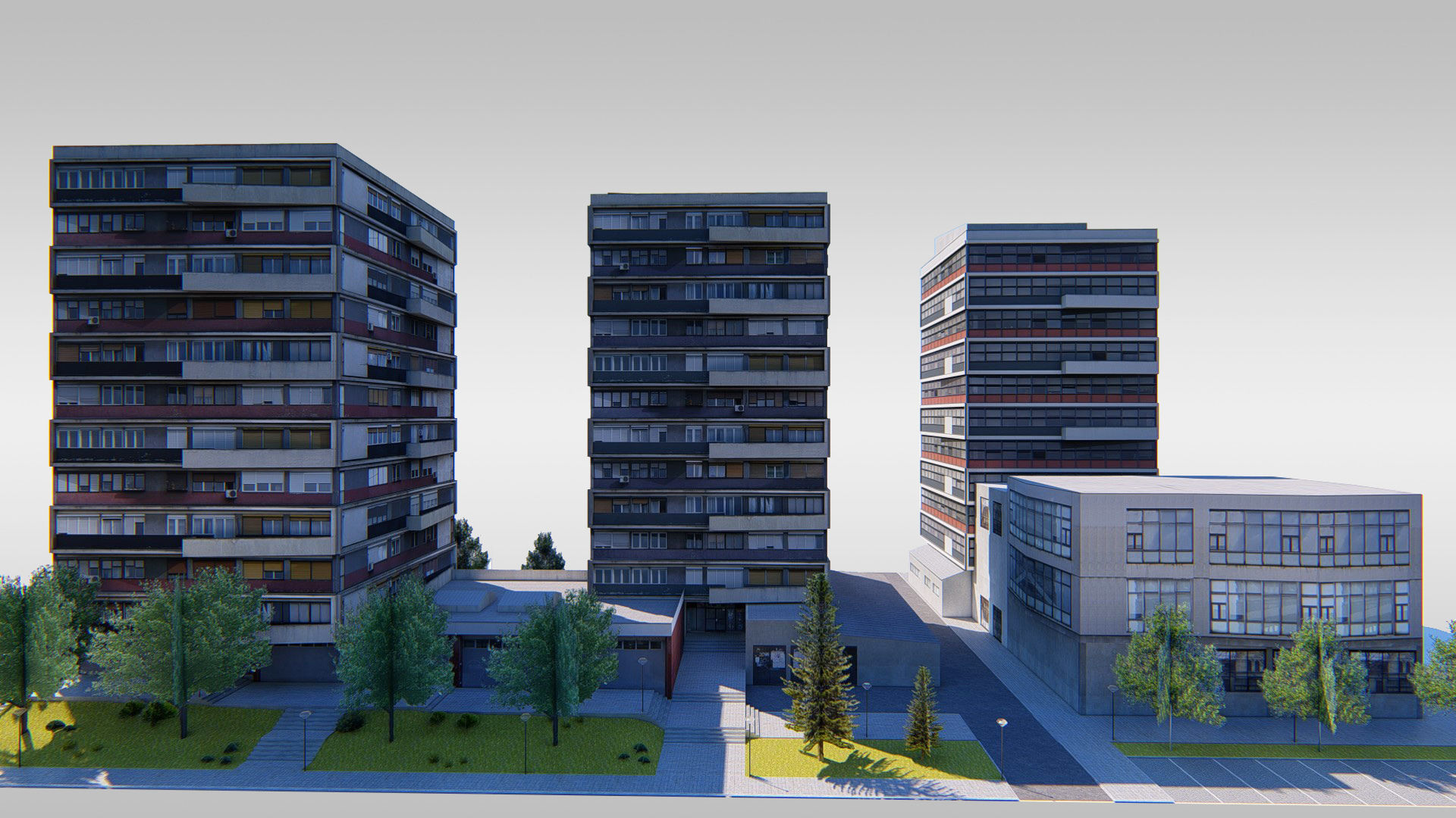 Communist Trinity Towers Low-poly 3D model_2