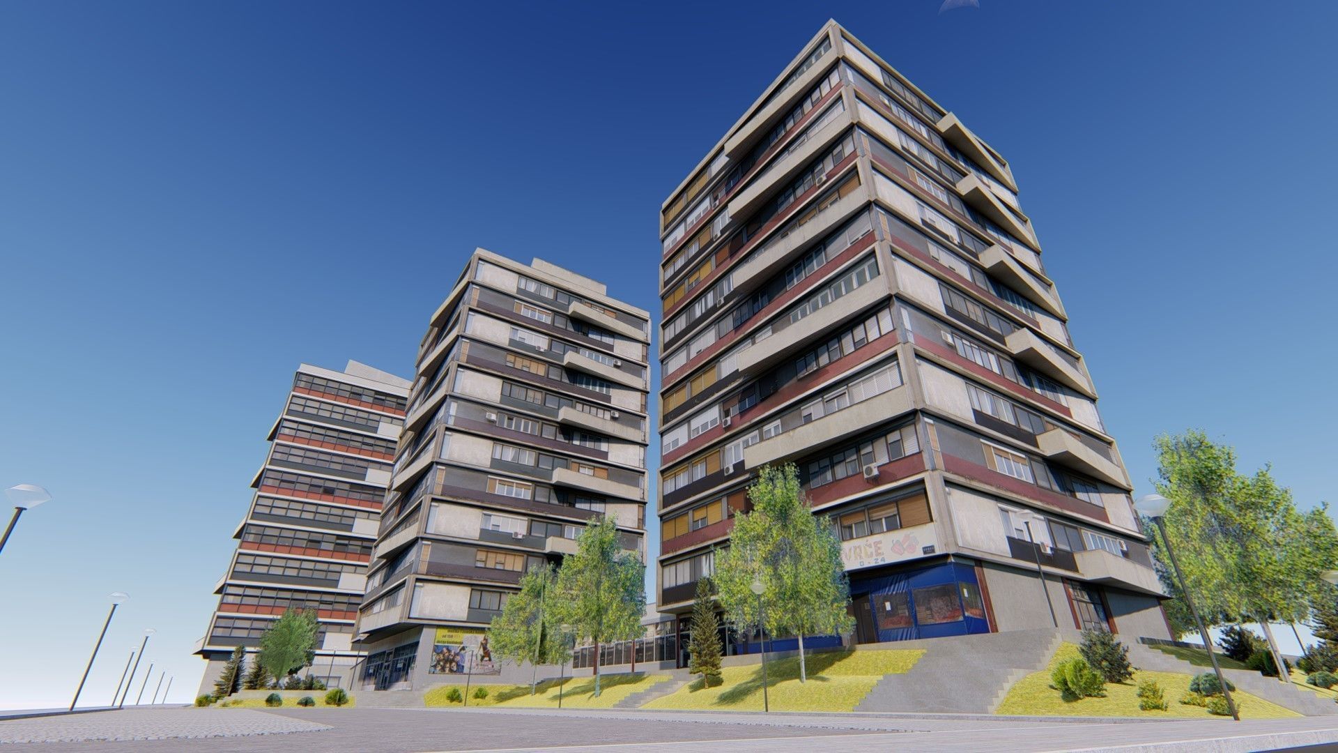 Communist Trinity Towers Low-poly 3D model_4