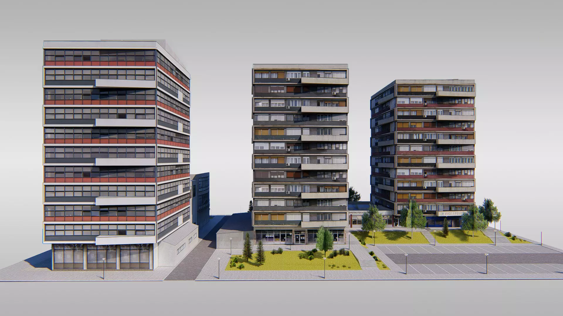 Communist Trinity Towers Low-poly 3D model_0