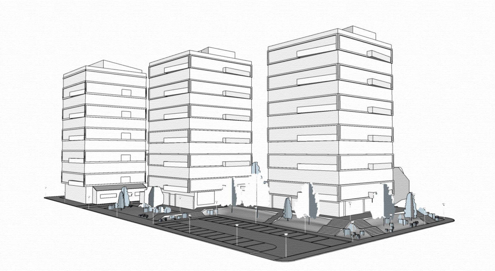 Communist Trinity Towers Low-poly 3D model_10