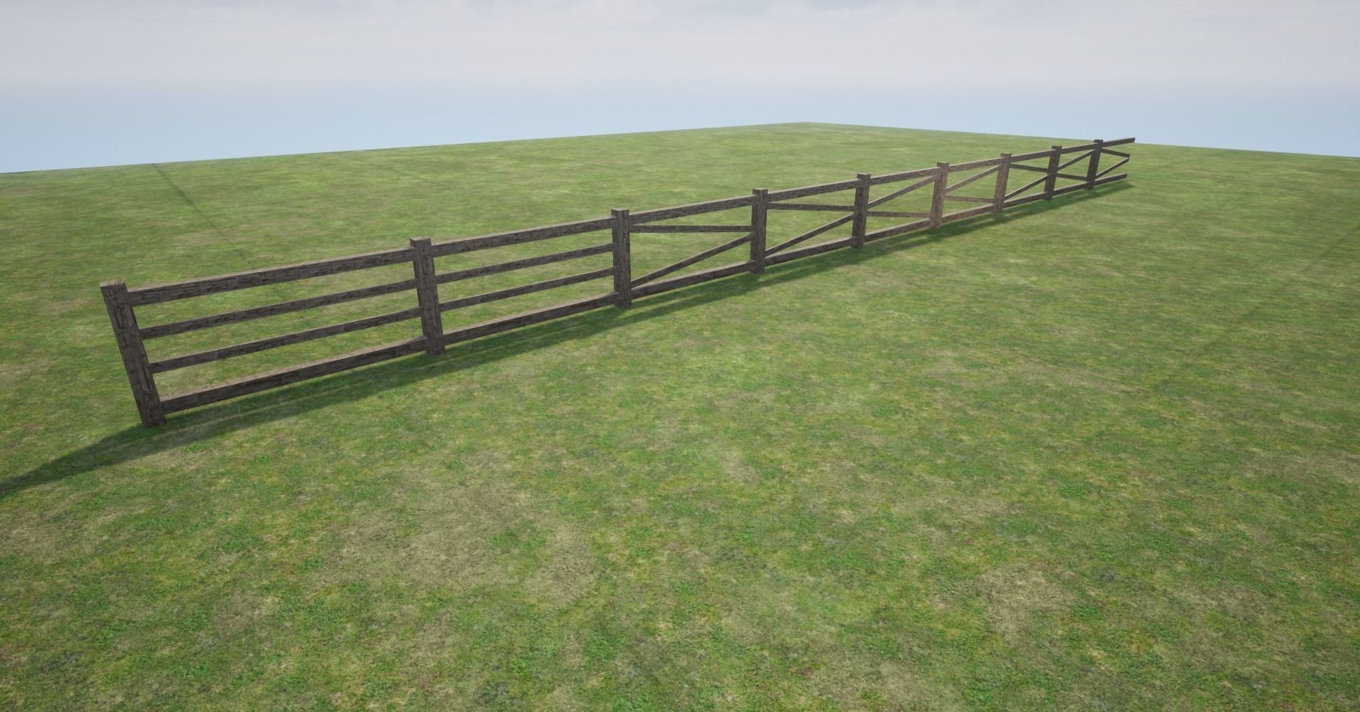 Modular Wooden Fence  Low-poly 3D model_6