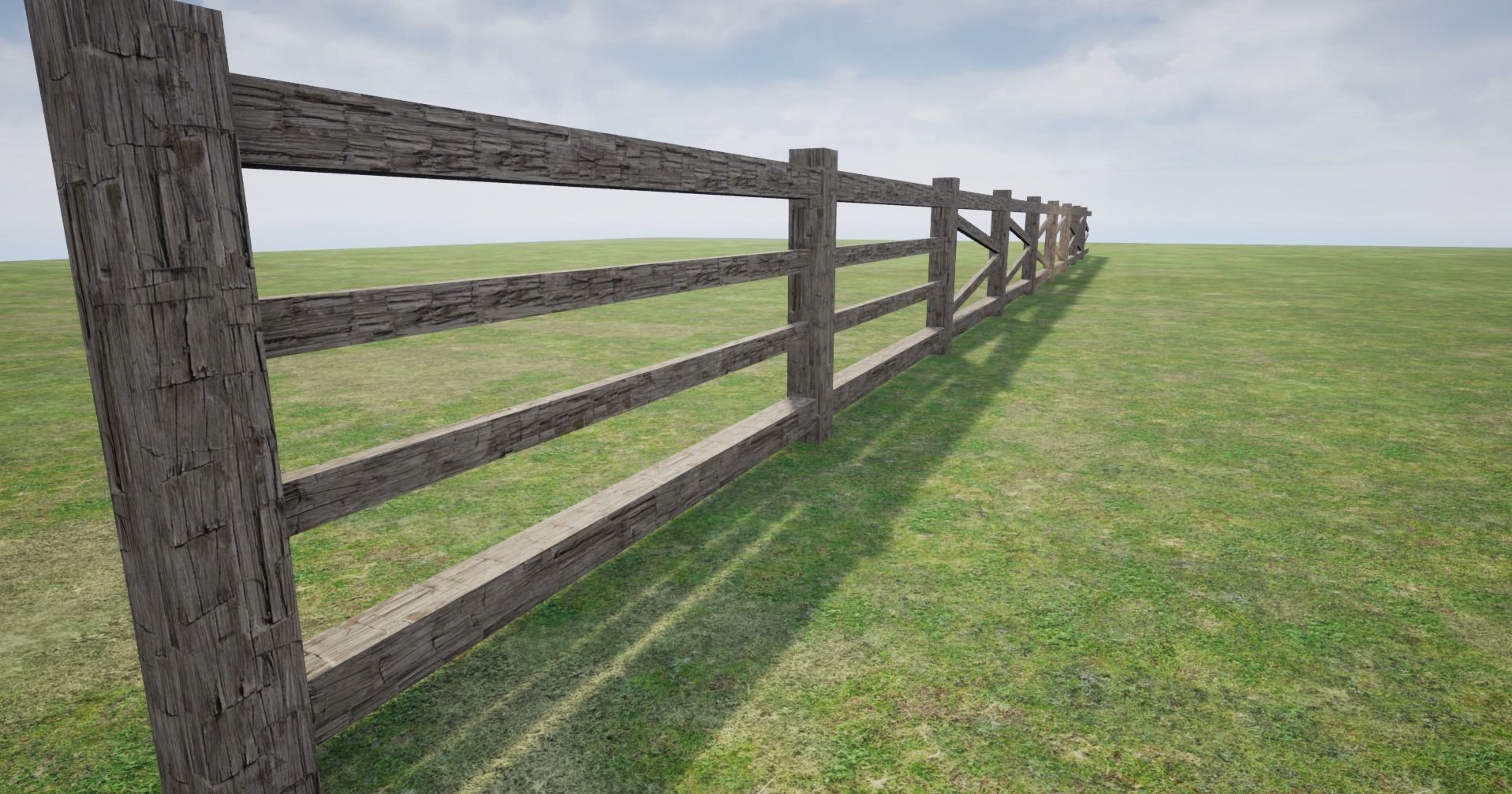 Modular Wooden Fence  Low-poly 3D model_7