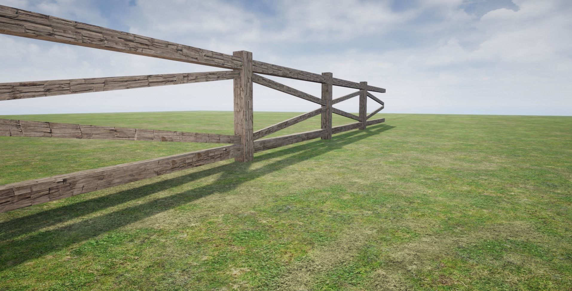 Modular Wooden Fence  Low-poly 3D model_8