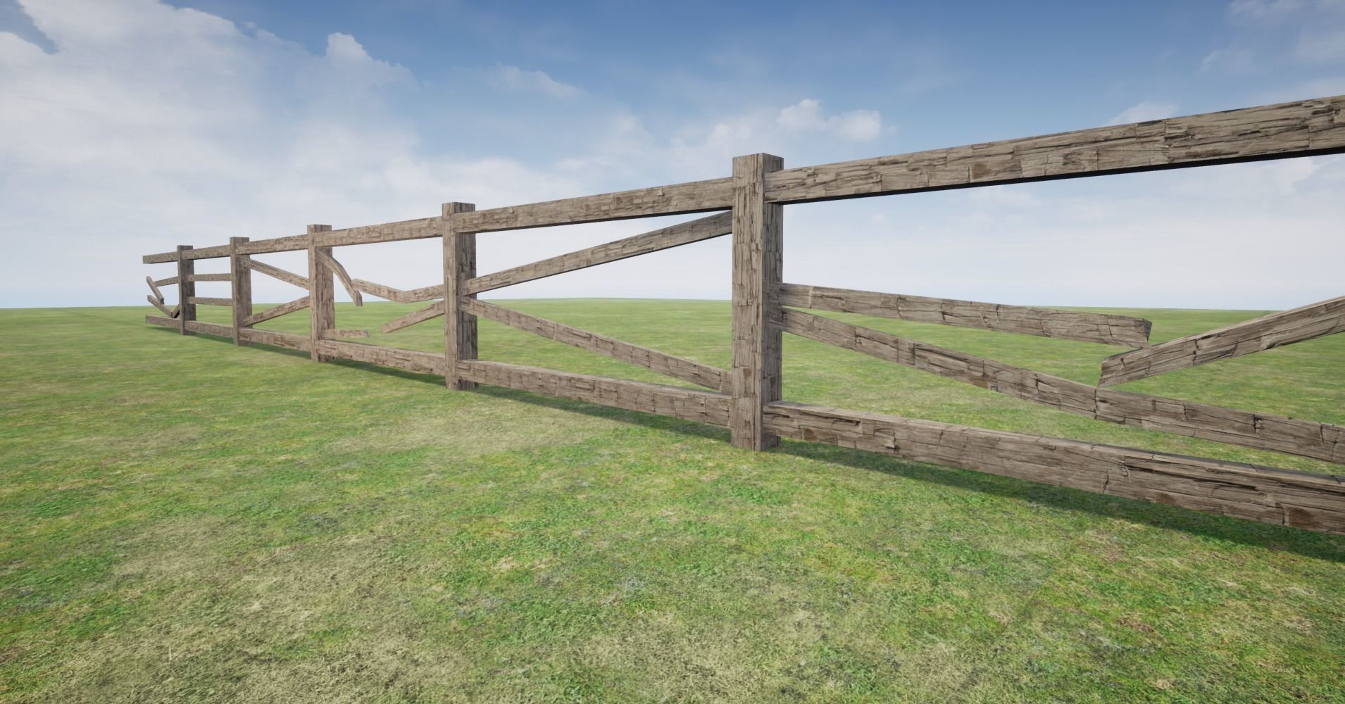 Modular Wooden Fence  Low-poly 3D model_16