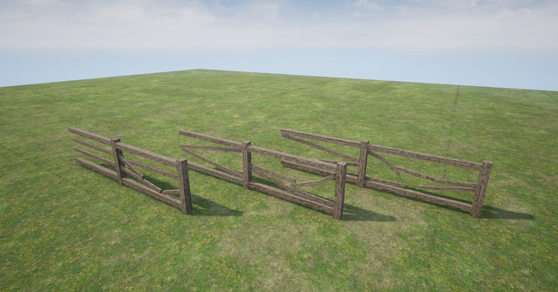 Modular Wooden Fence  Low-poly 3D model_2