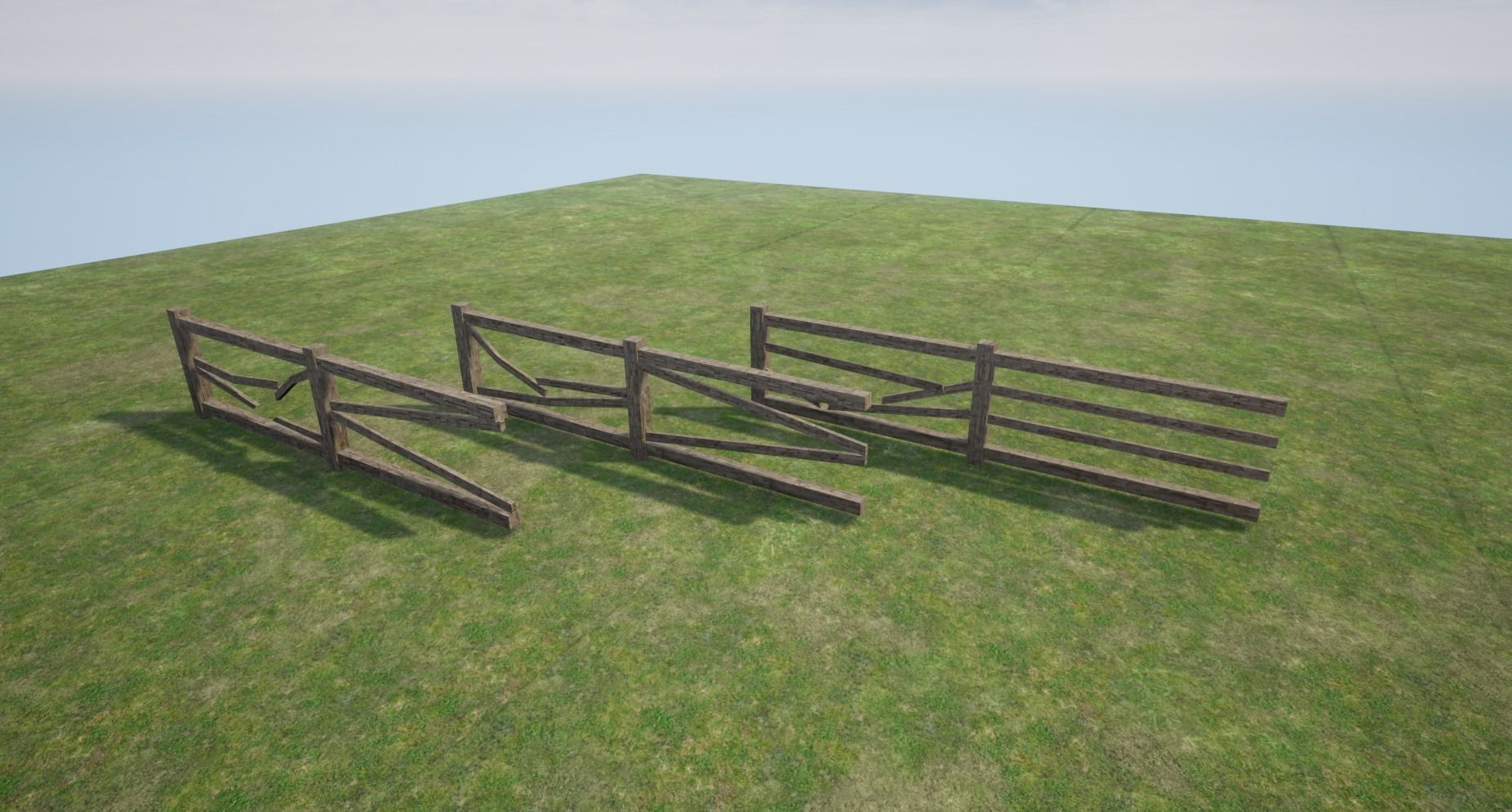 Modular Wooden Fence  Low-poly 3D model_3