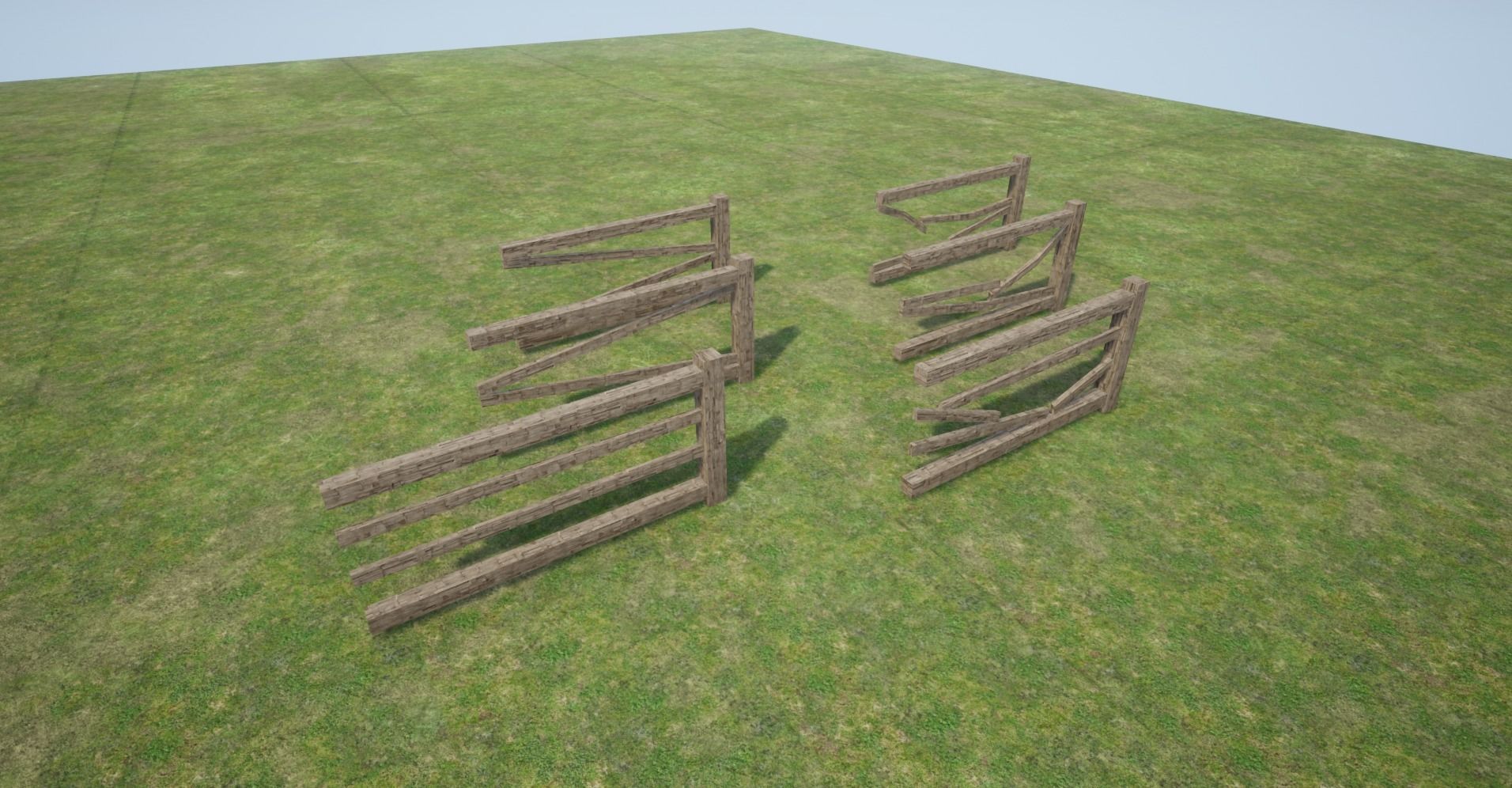 Modular Wooden Fence  Low-poly 3D model_1