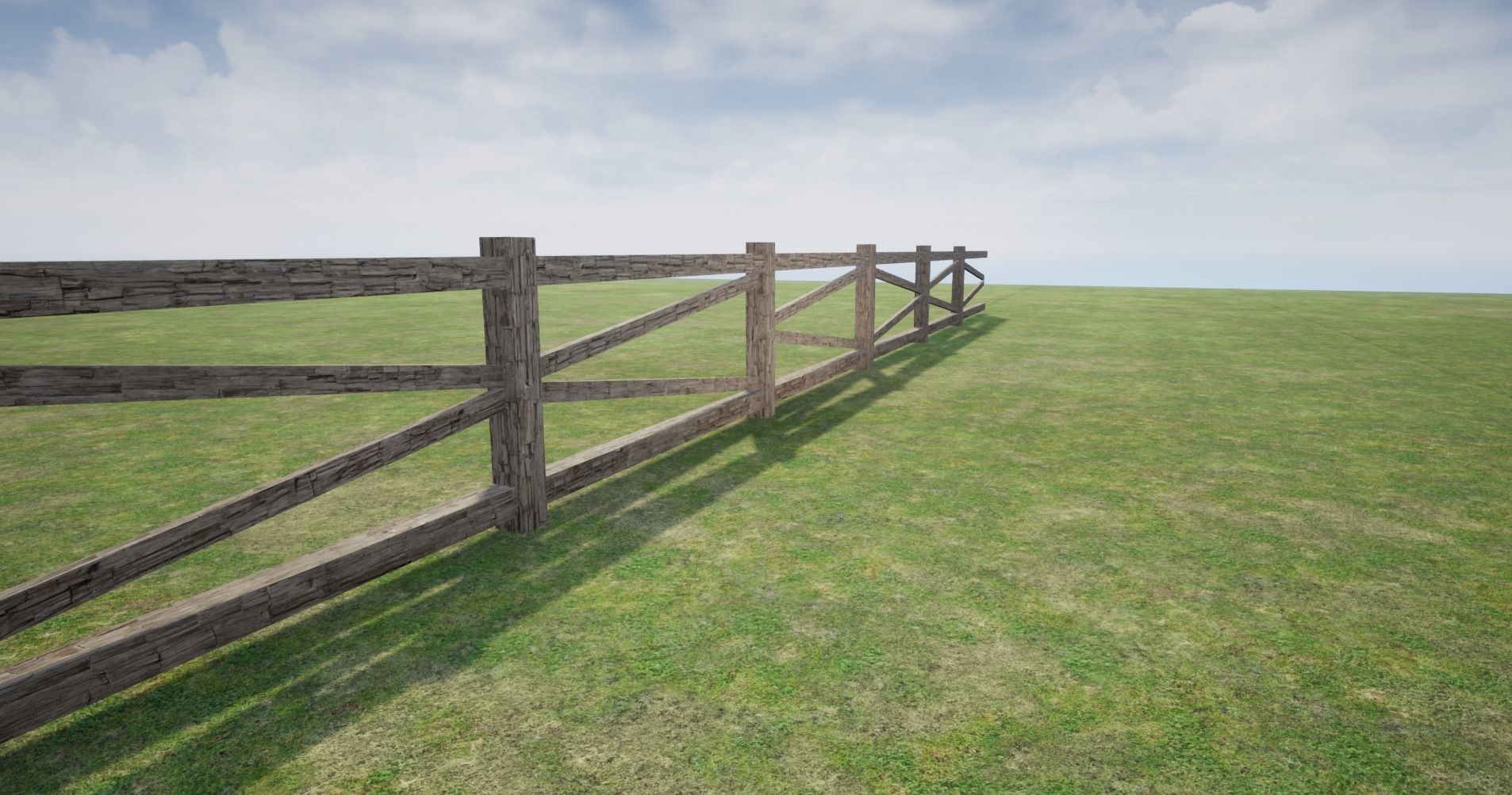 Modular Wooden Fence  Low-poly 3D model_10