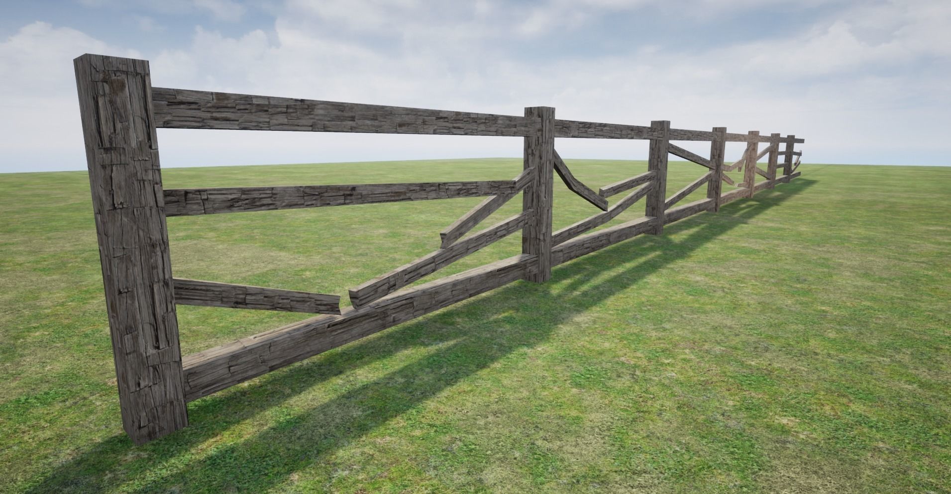 Modular Wooden Fence  Low-poly 3D model_9