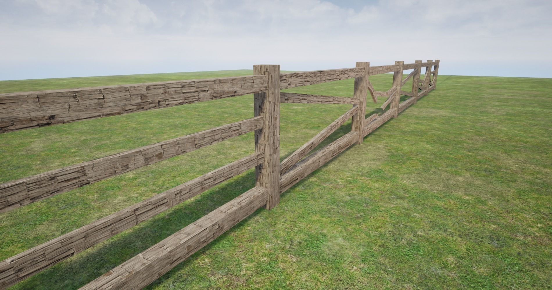 Modular Wooden Fence  Low-poly 3D model_11