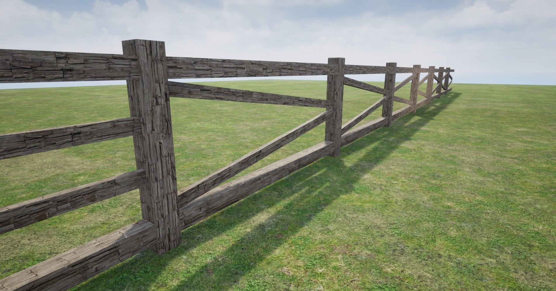 Modular Wooden Fence  Low-poly 3D model_13