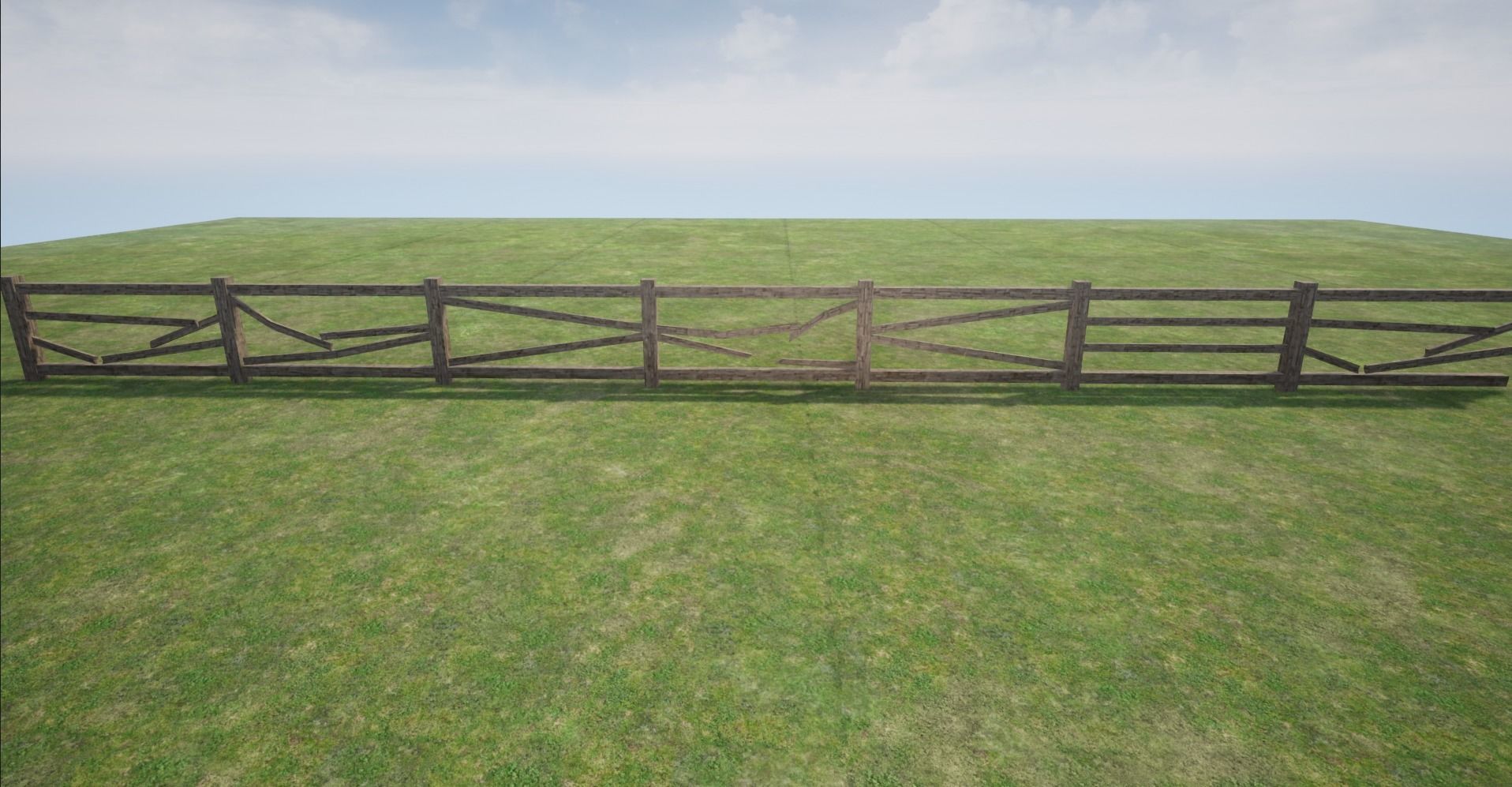 Modular Wooden Fence  Low-poly 3D model_4