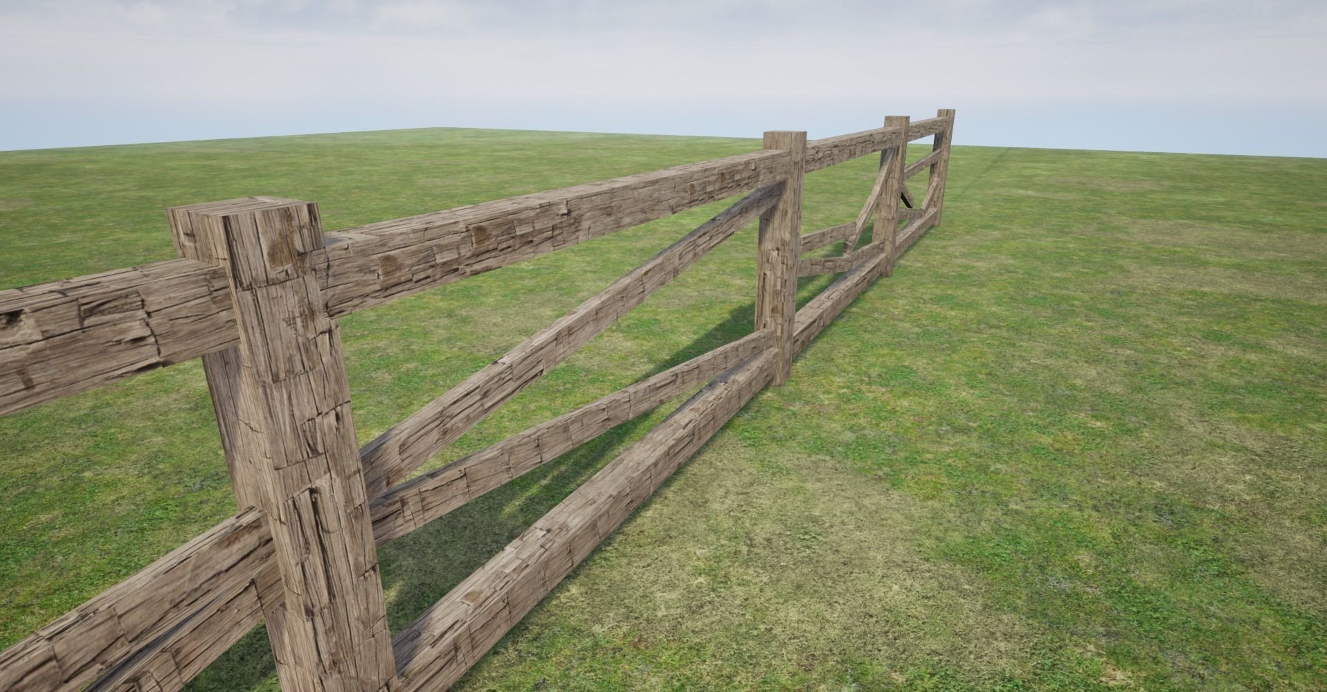 Modular Wooden Fence  Low-poly 3D model_12