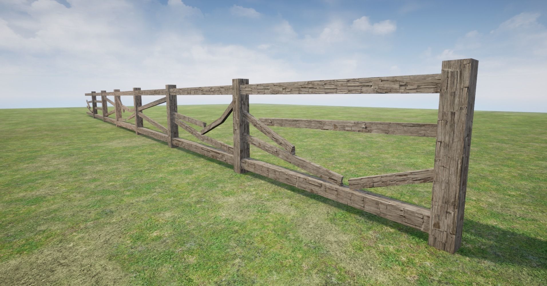 Modular Wooden Fence  Low-poly 3D model_17
