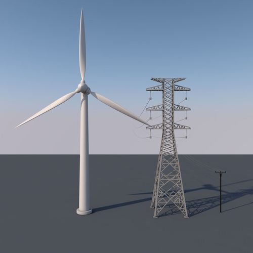 Wind turbine Low-poly 3D model