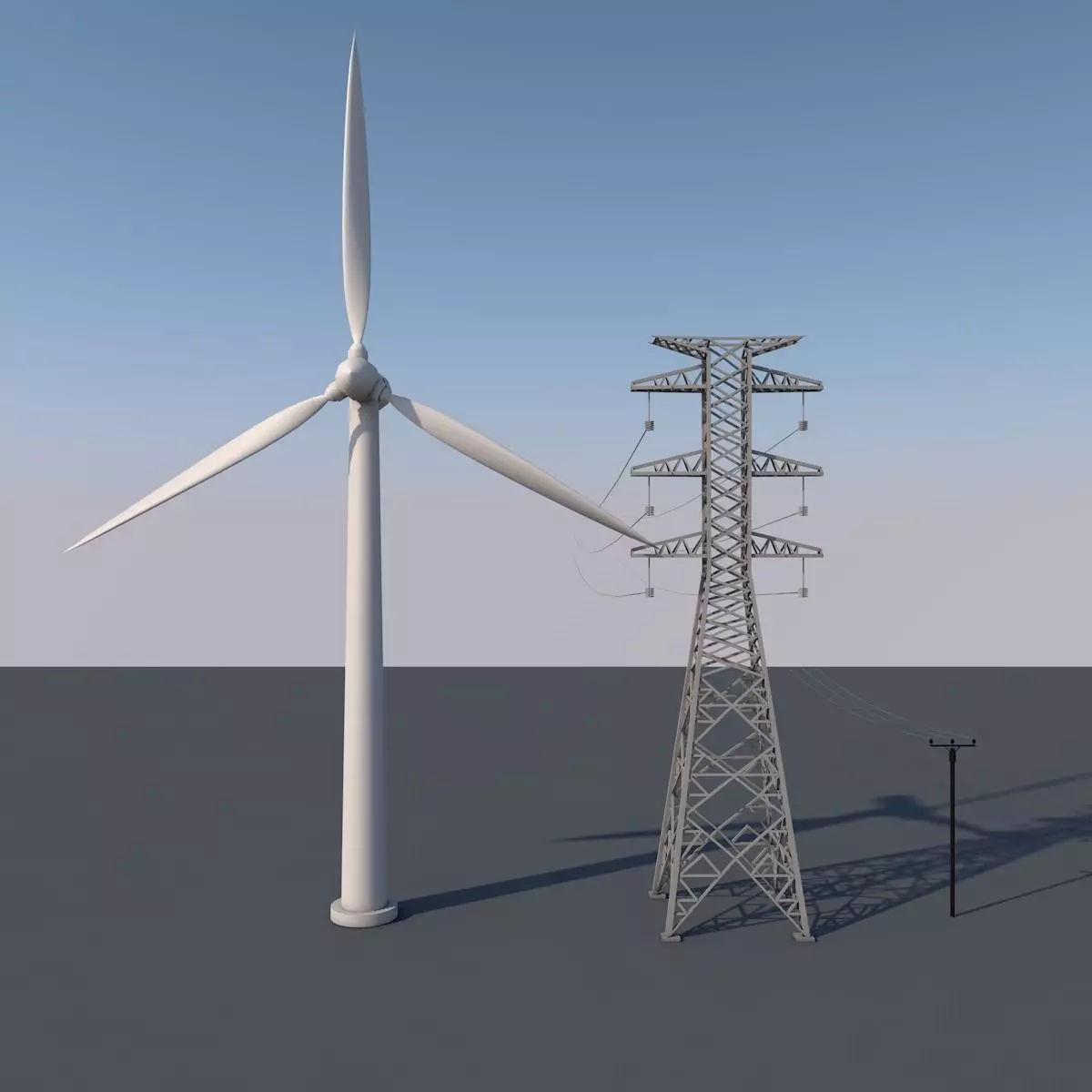 Wind turbine Low-poly 3D model_0