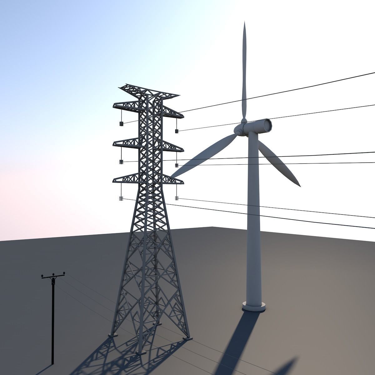 Wind turbine Low-poly 3D model_2