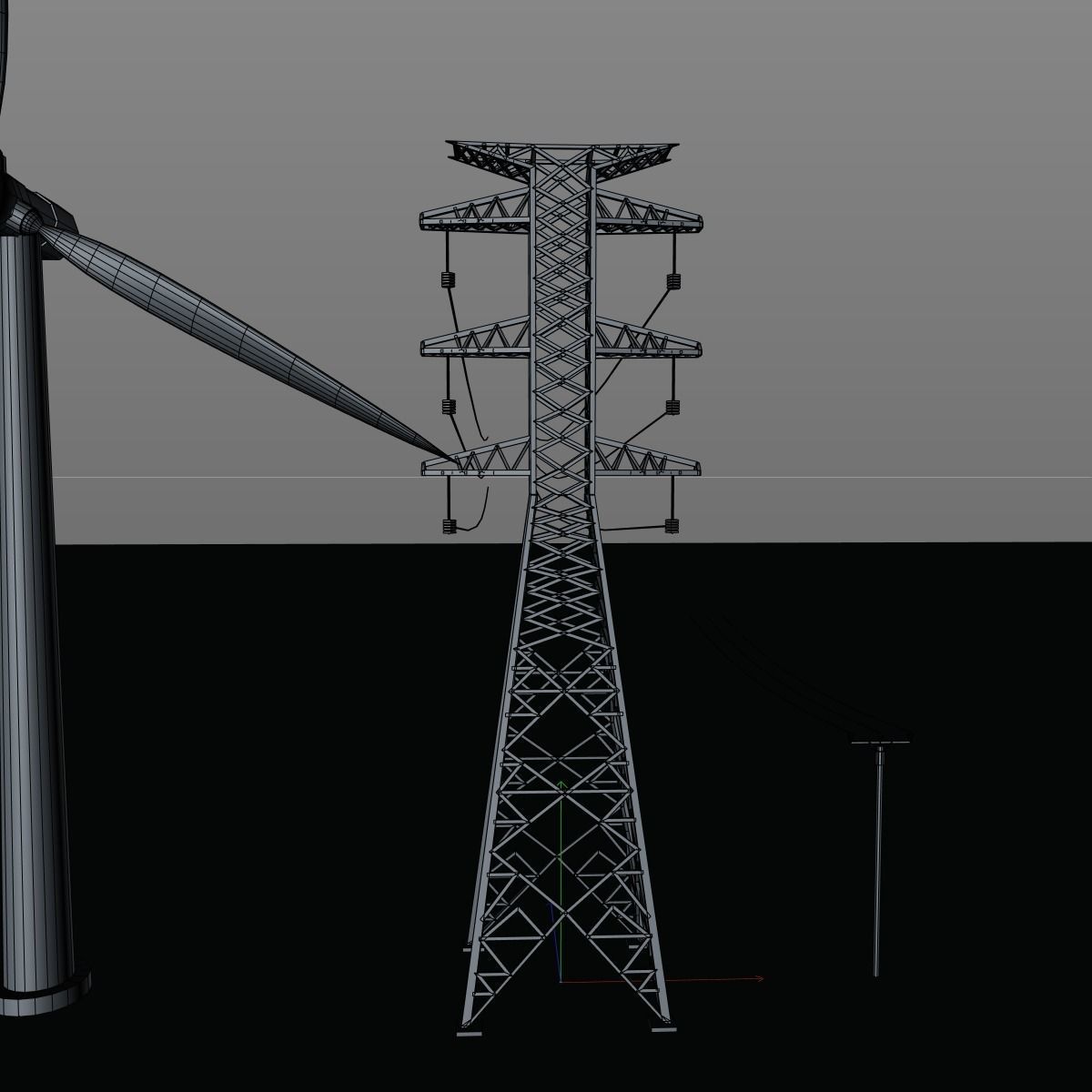 Wind turbine Low-poly 3D model_9