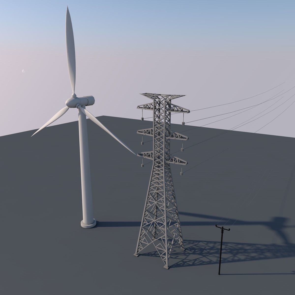 Wind turbine Low-poly 3D model_1
