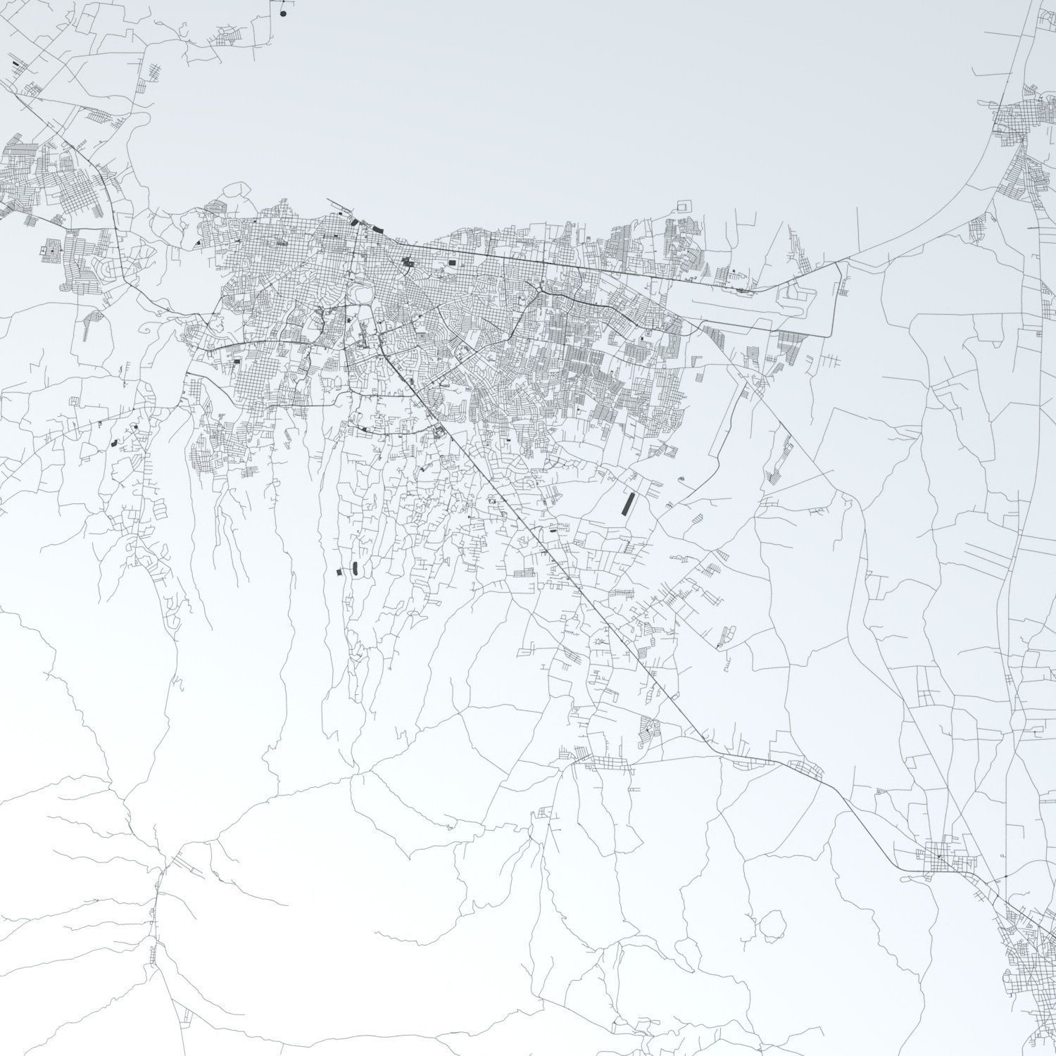 Managua Road Network and Streets 3D model_1