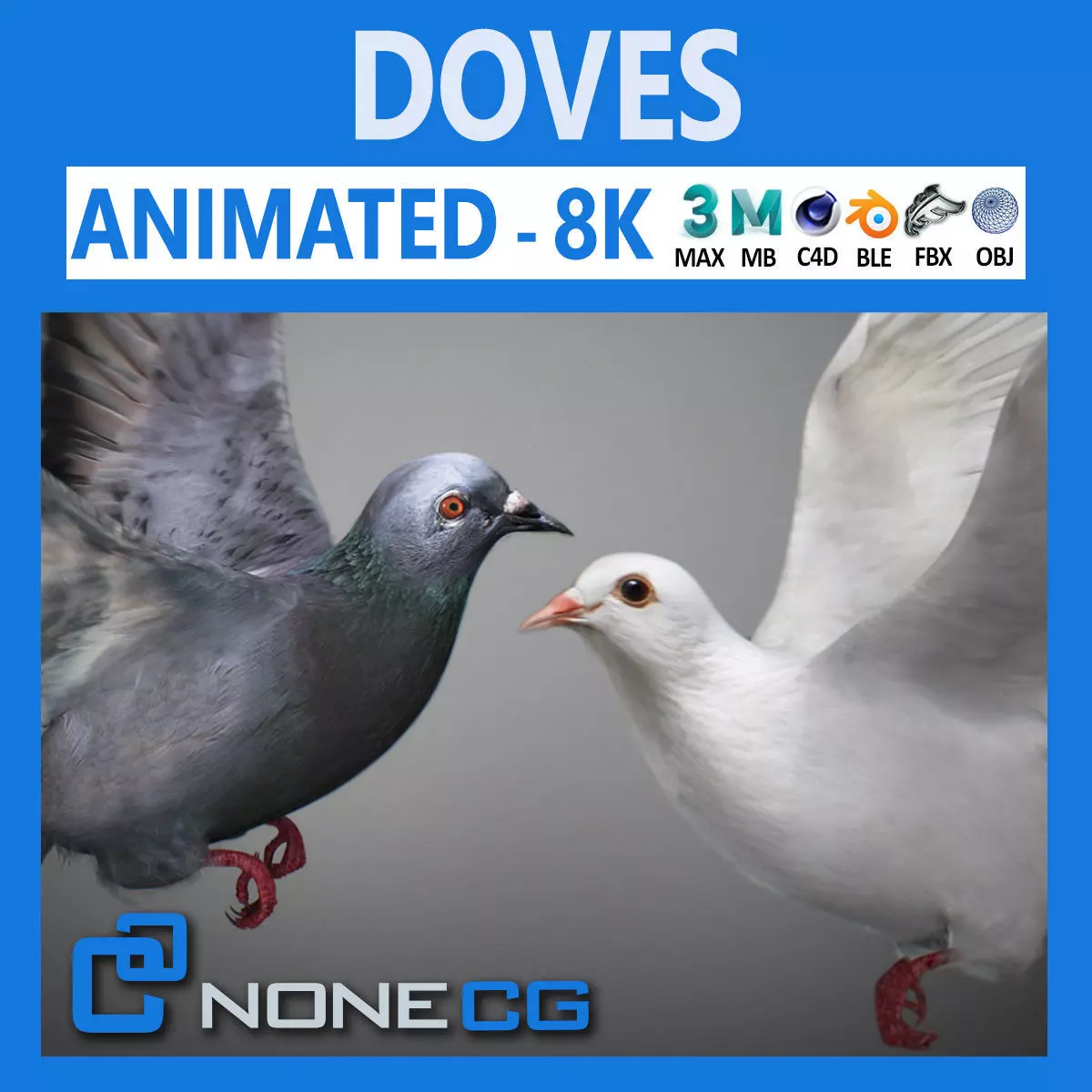 Doves Animated 3D model_0