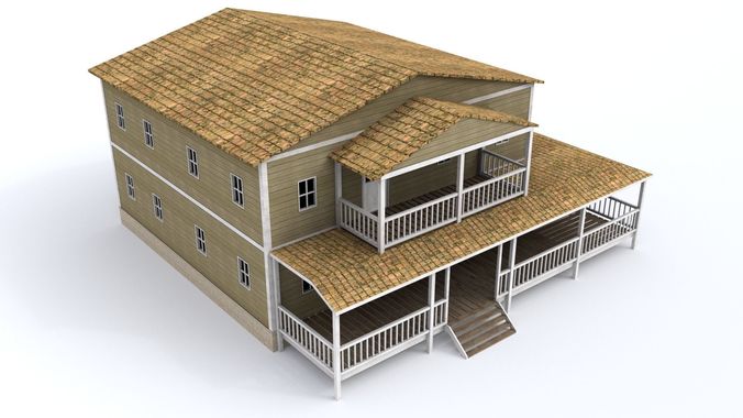 Ranch House Low-poly 3D model 6