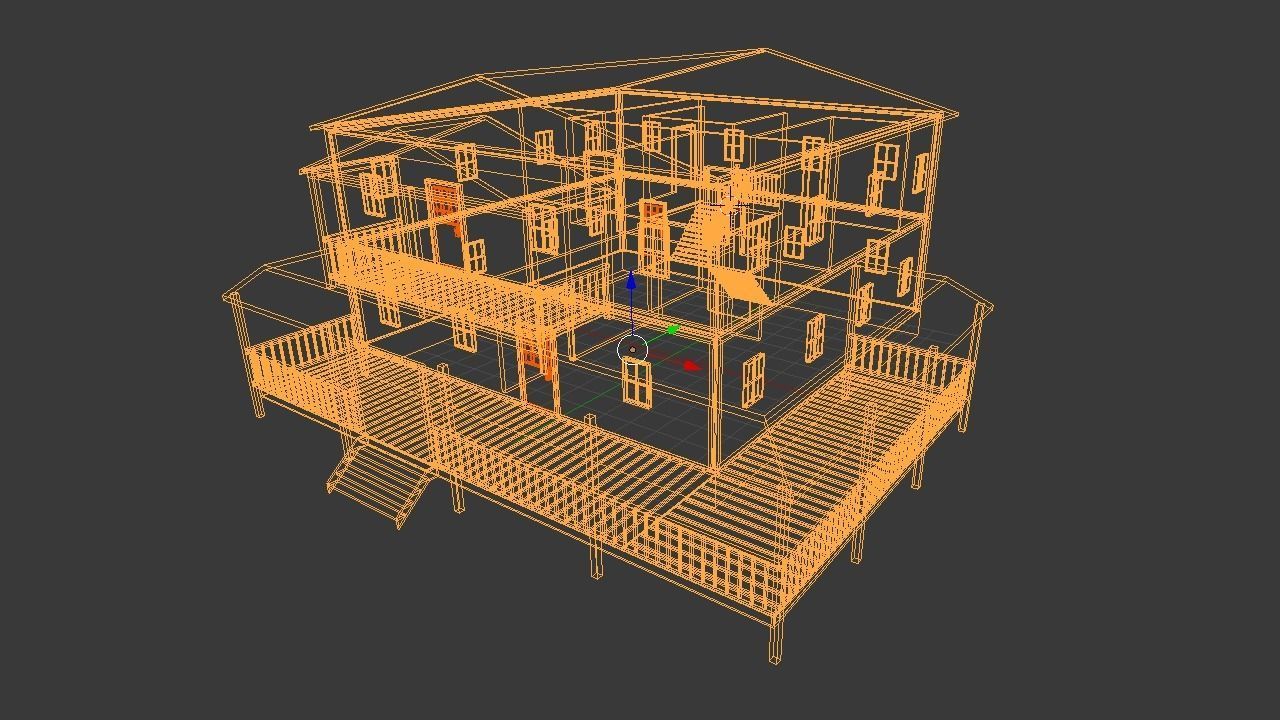 Ranch House Low-poly 3D model_9