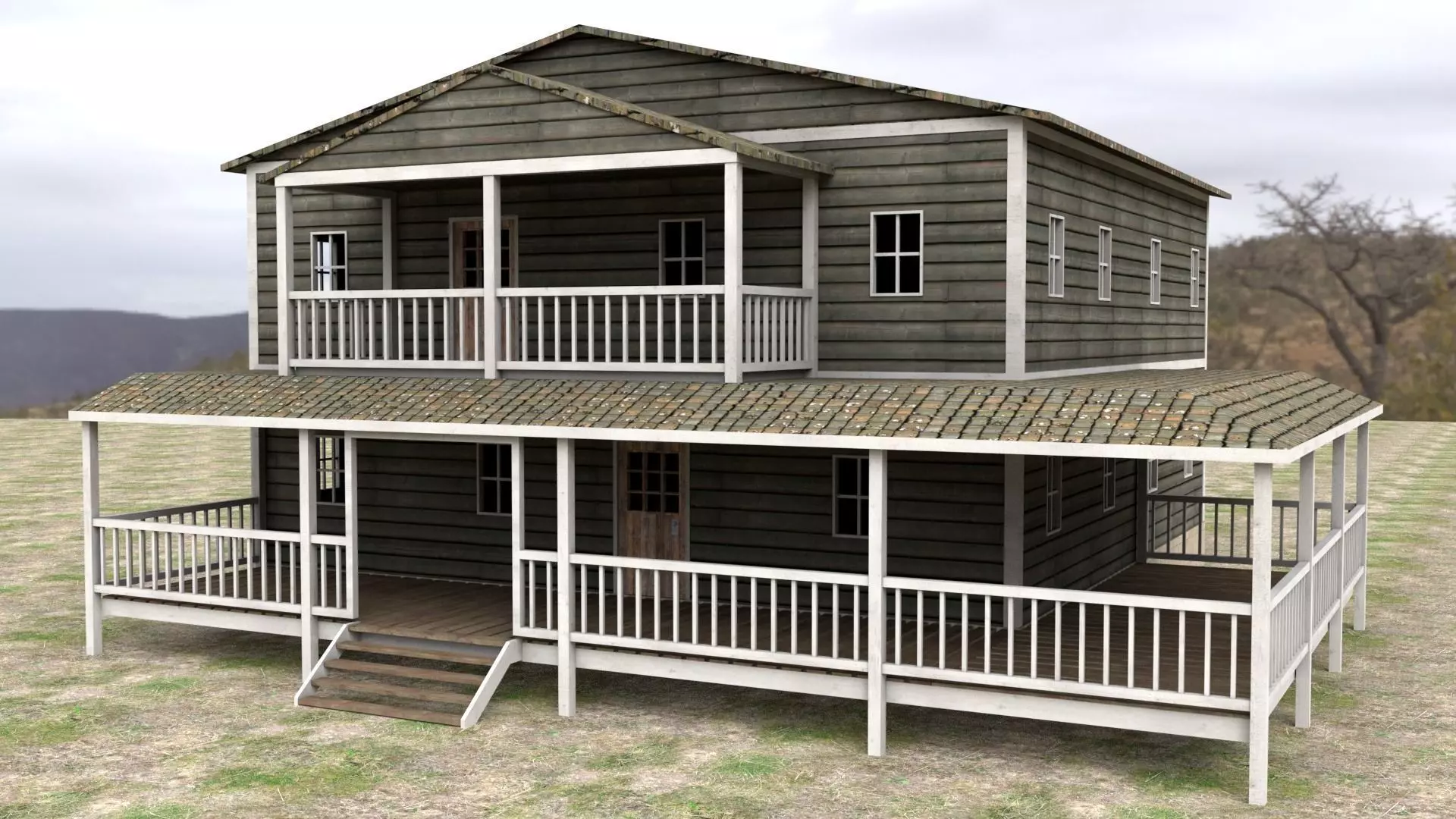 Ranch House Low-poly 3D model_0