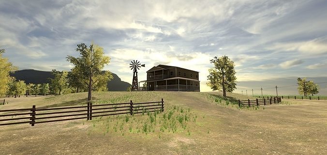 Ranch House Low-poly 3D model 2