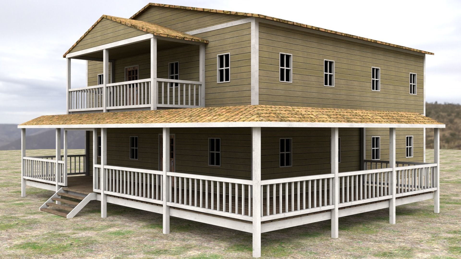 Ranch House Low-poly 3D model_3