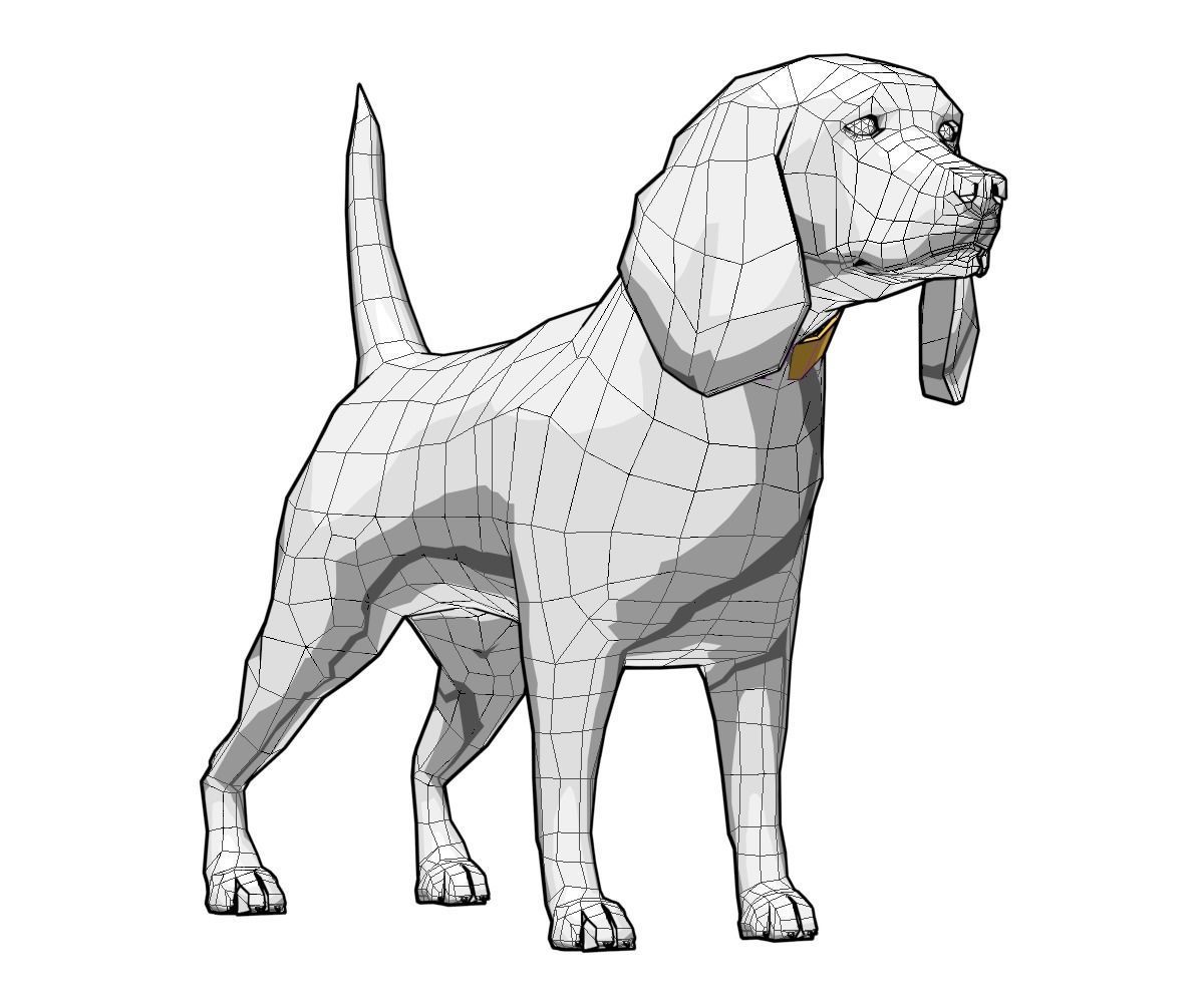 3D Dog Low poly beagle Low-poly 3D model_1