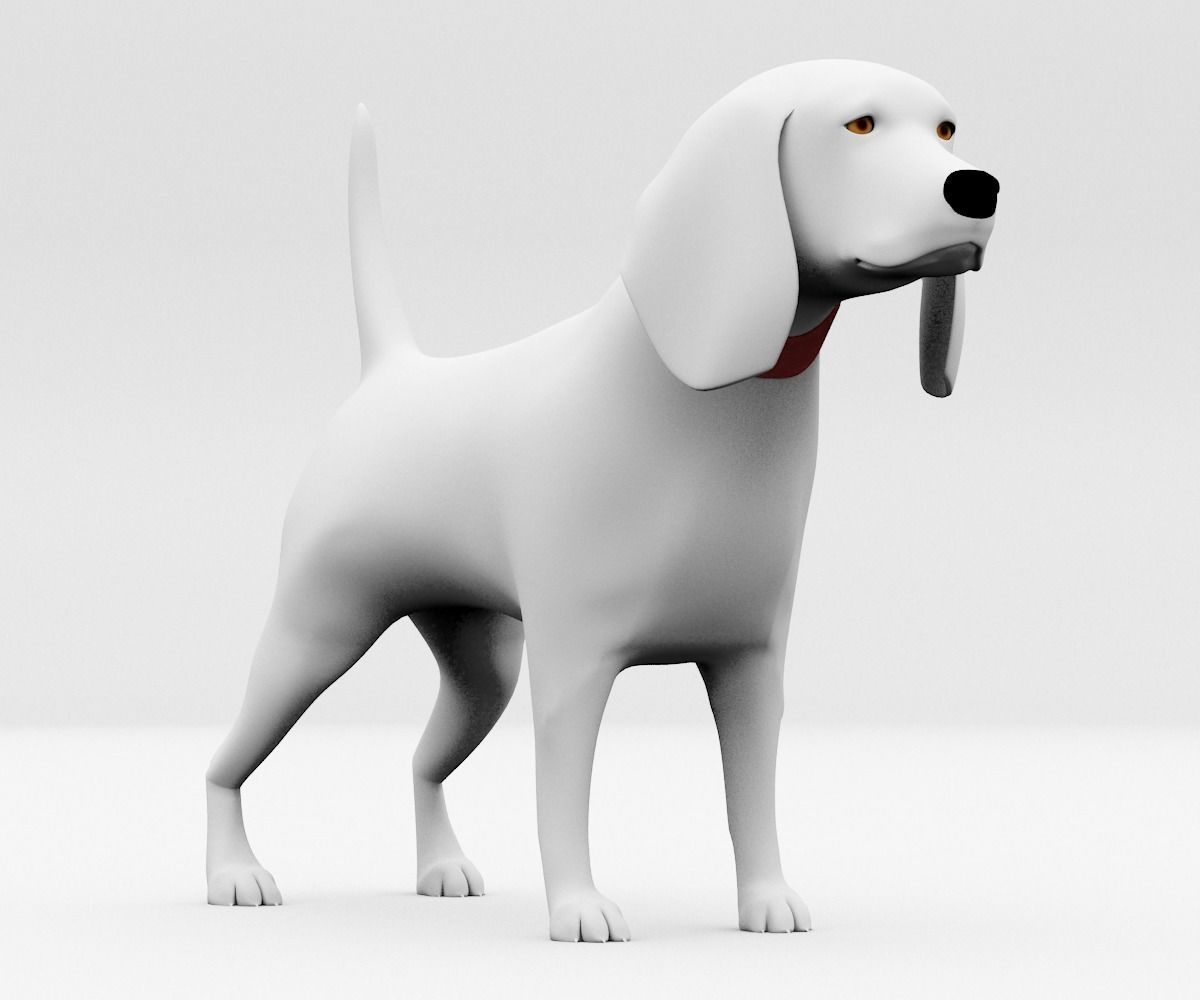 3D Dog Low poly beagle Low-poly 3D model_3