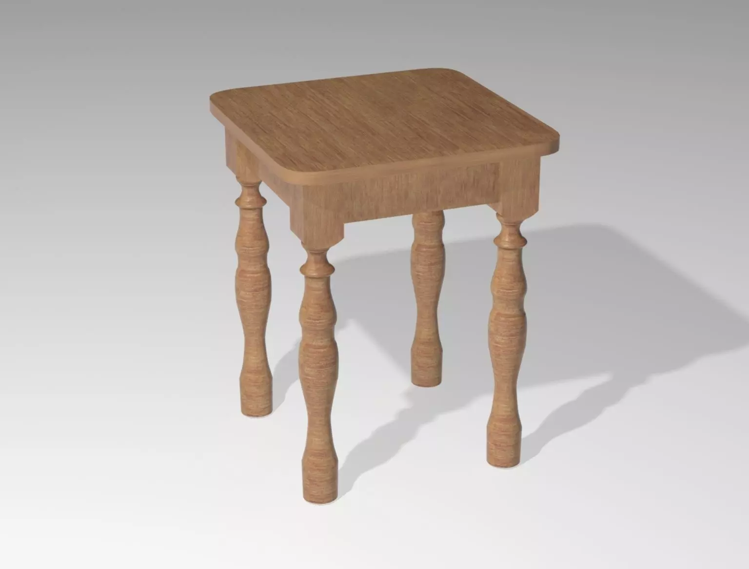 Stool wooden table with legs 3D model_0