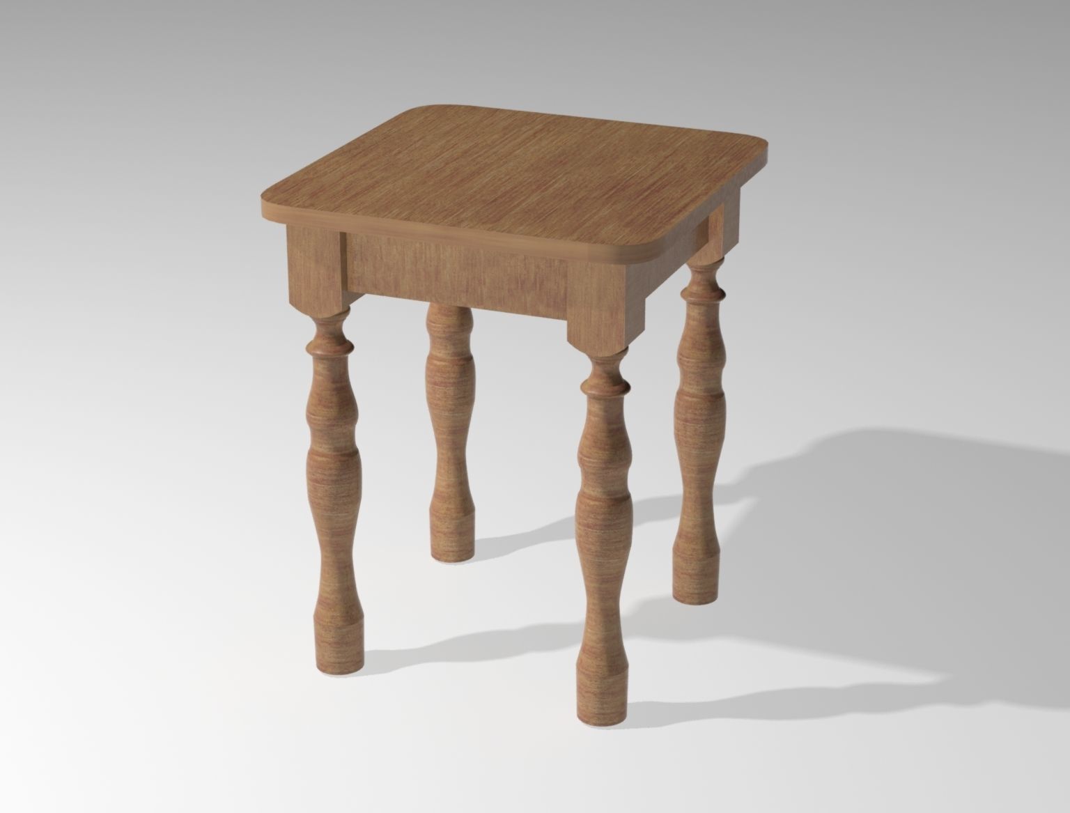 Stool wooden table with legs 3D model_1