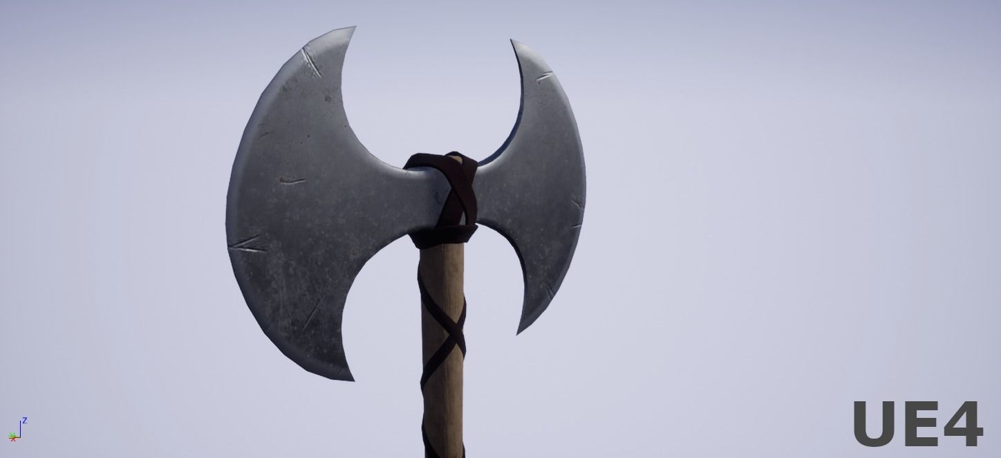 Barbarian Battle Axe Low-poly 3D model_2