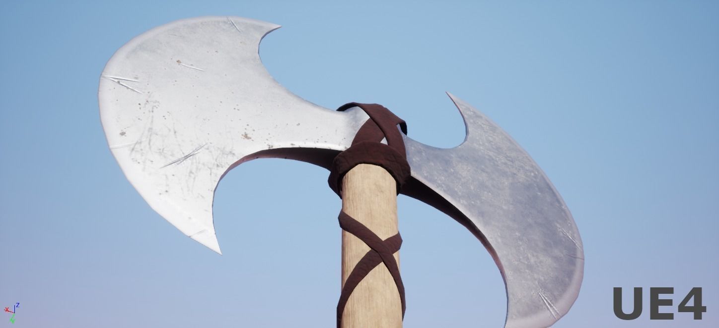 Barbarian Battle Axe Low-poly 3D model_4