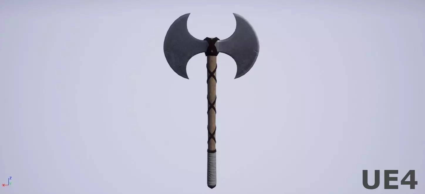 Barbarian Battle Axe Low-poly 3D model_0